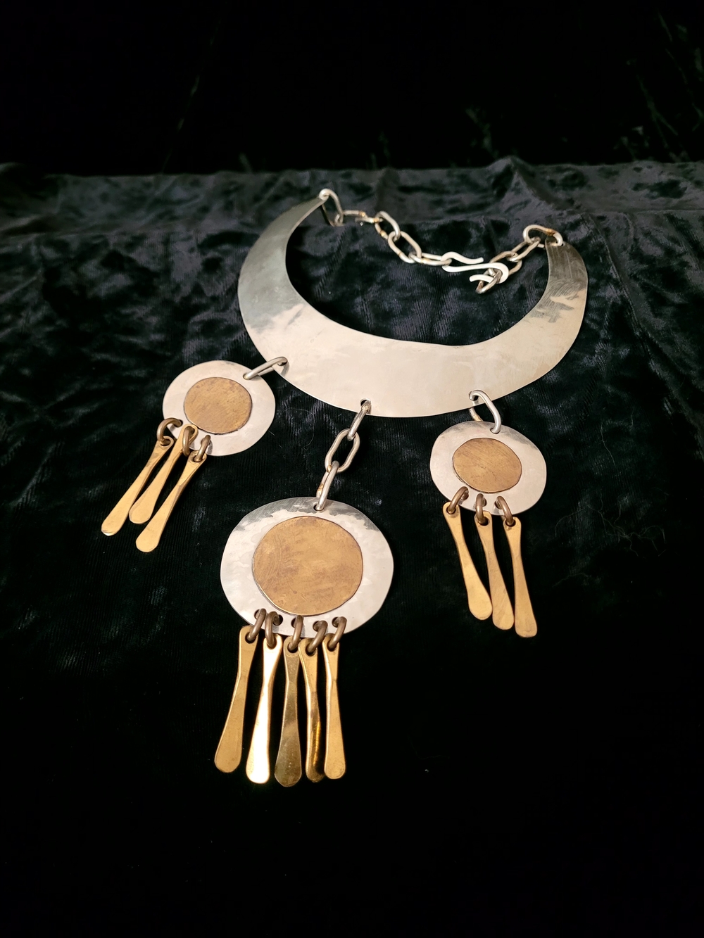 Vintage Signed Gold and Silver Two-Tone Statement Necklace